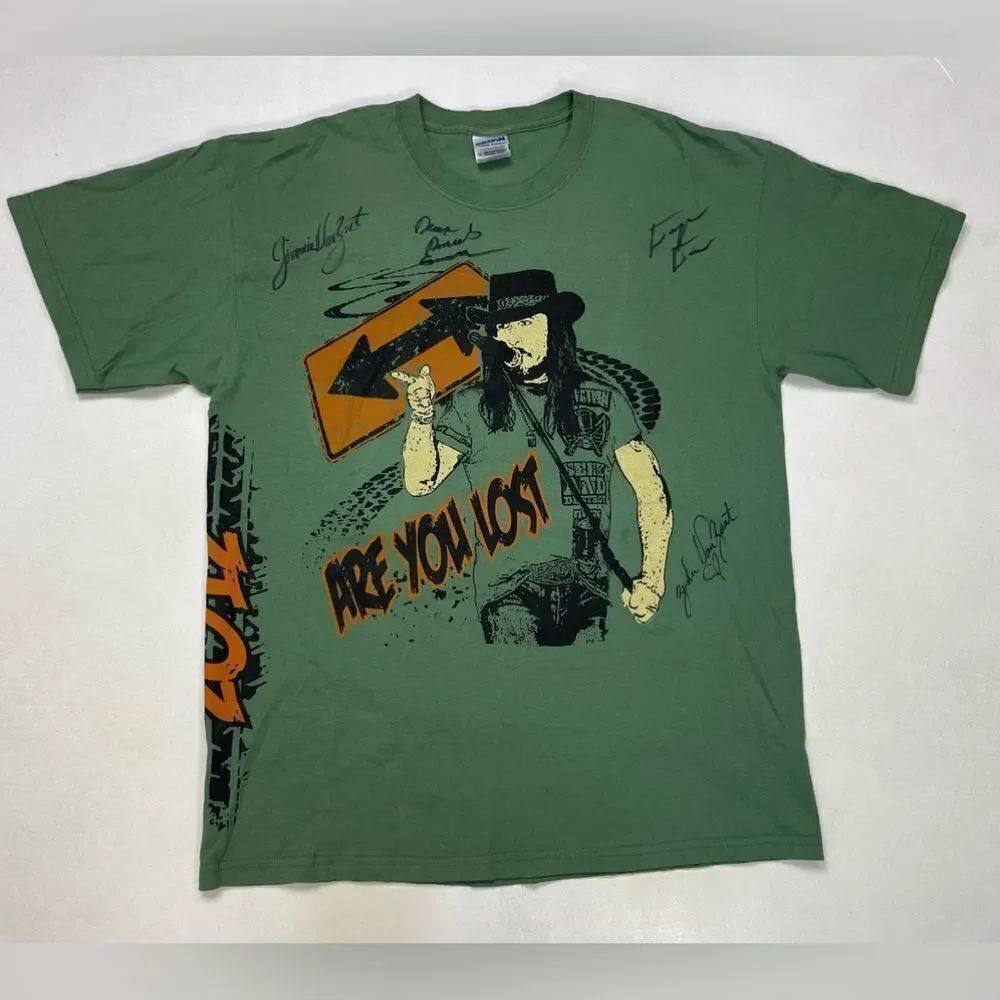 Jimmie Van Zant American De Tour Are You Lost 2012 T-shirt Men Large Green Music